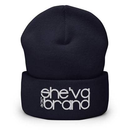She'va The Brand  Embroidered Cuffed Beanie (white)
