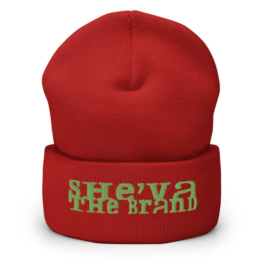She'va Embroidered Stamped logo Cuffed Beanie (Lime Green)