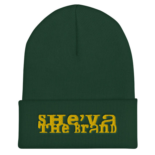 She'va Embroidered Long Stamped logo Cuffed Beanie (yellow)