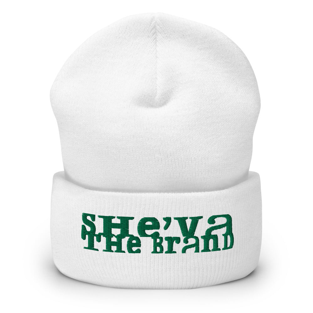 She'va Embroidered  Stamped logo Cuffed Beanie (Green)