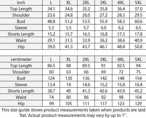 She'va Women's Drop-Shoulder T-Shirt with Side Split with Shorts DOTS  (Plus Size)