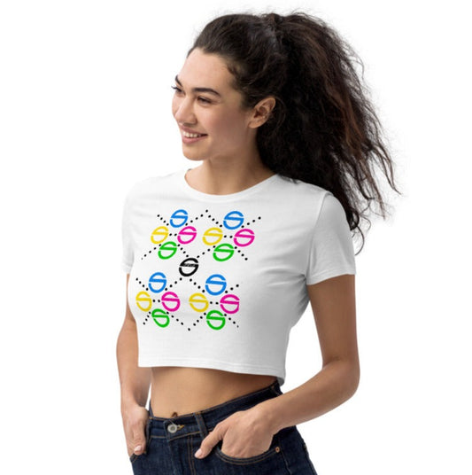 She'va Dot, Dot, Dot Organic Crop Top (white)