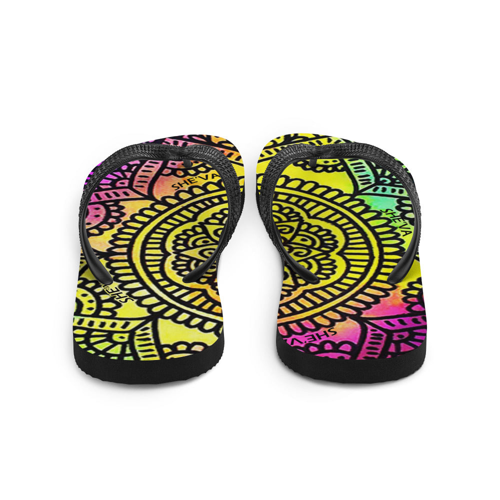 She'va Swim/Beach Slides Mandala Print (rainbow)