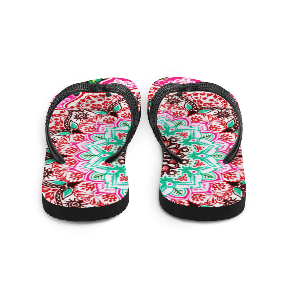 She'va Swim/Beach Slides Mandala Print (green/pink)