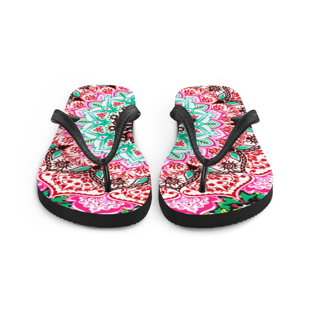 She'va Swim/Beach Slides Mandala Print (green/pink)