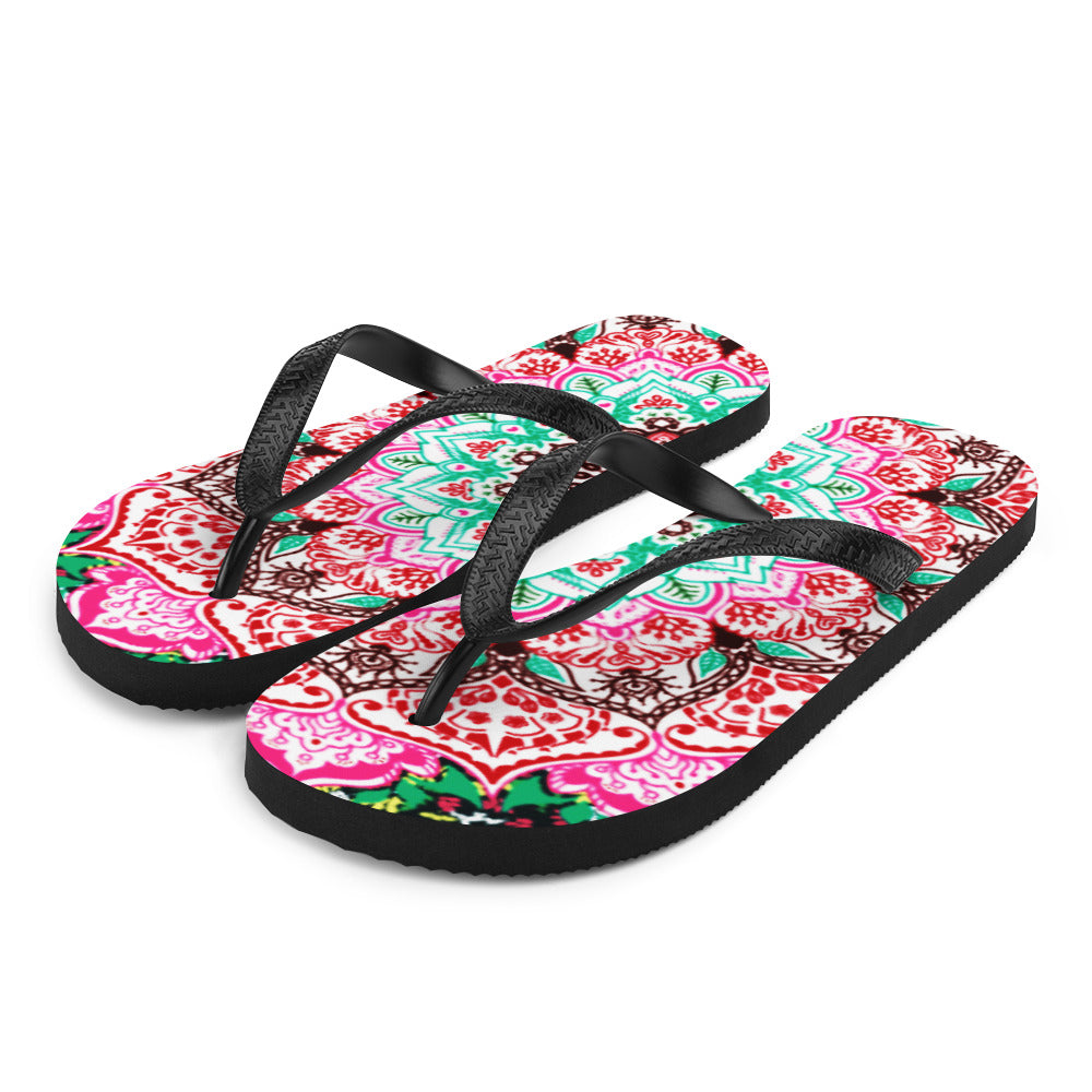 She'va Swim/Beach Slides Mandala Print (green/pink)