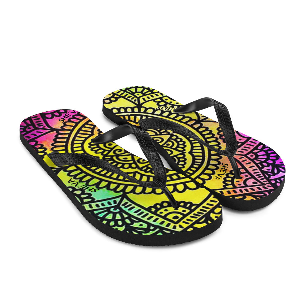 She'va Swim/Beach Slides Mandala Print (rainbow)