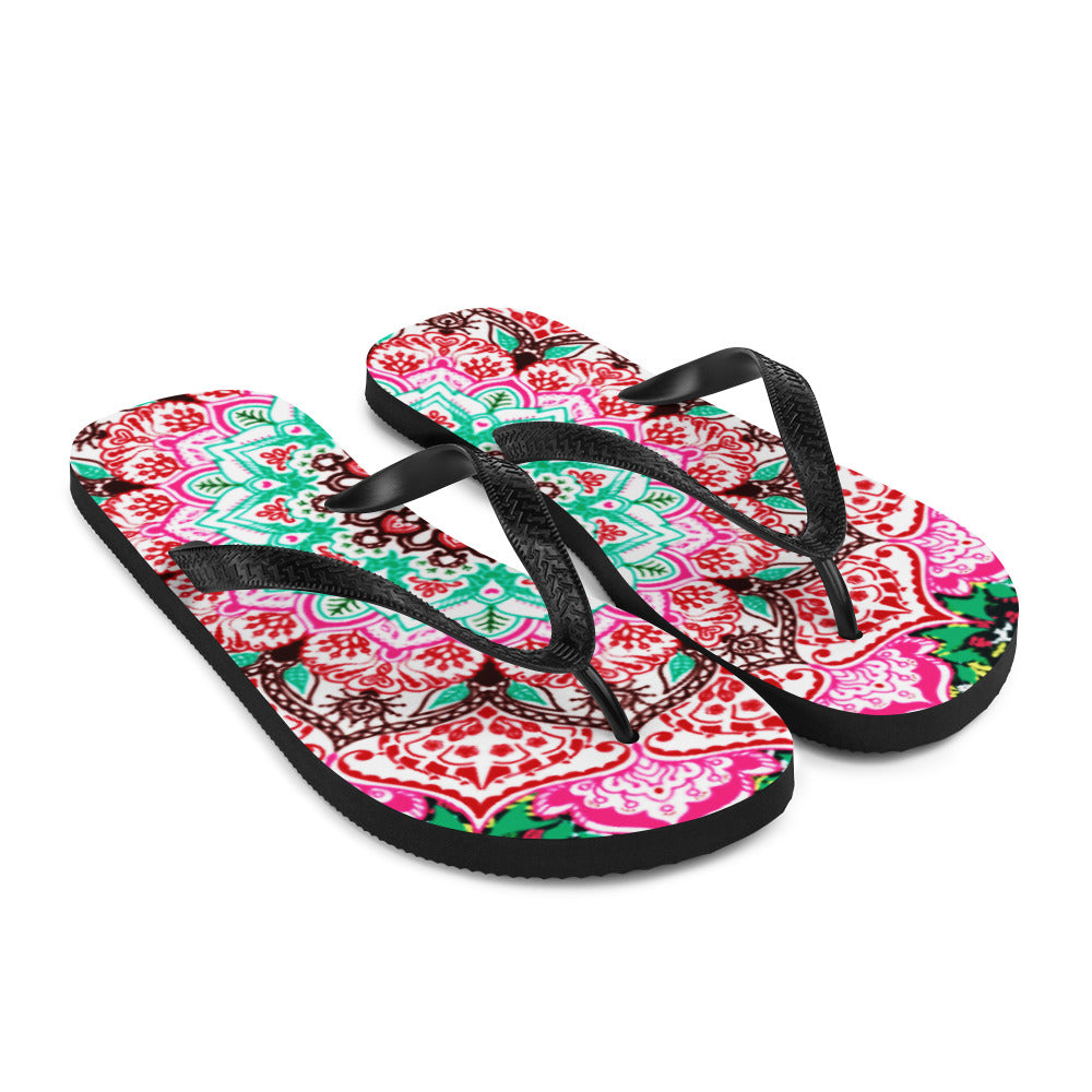 She'va Swim/Beach Slides Mandala Print (green/pink)