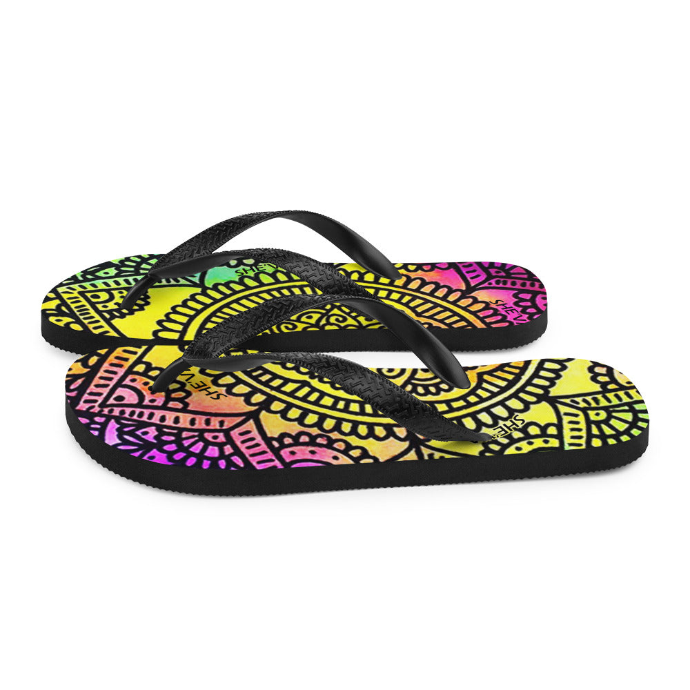 She'va Swim/Beach Slides Mandala Print (rainbow)