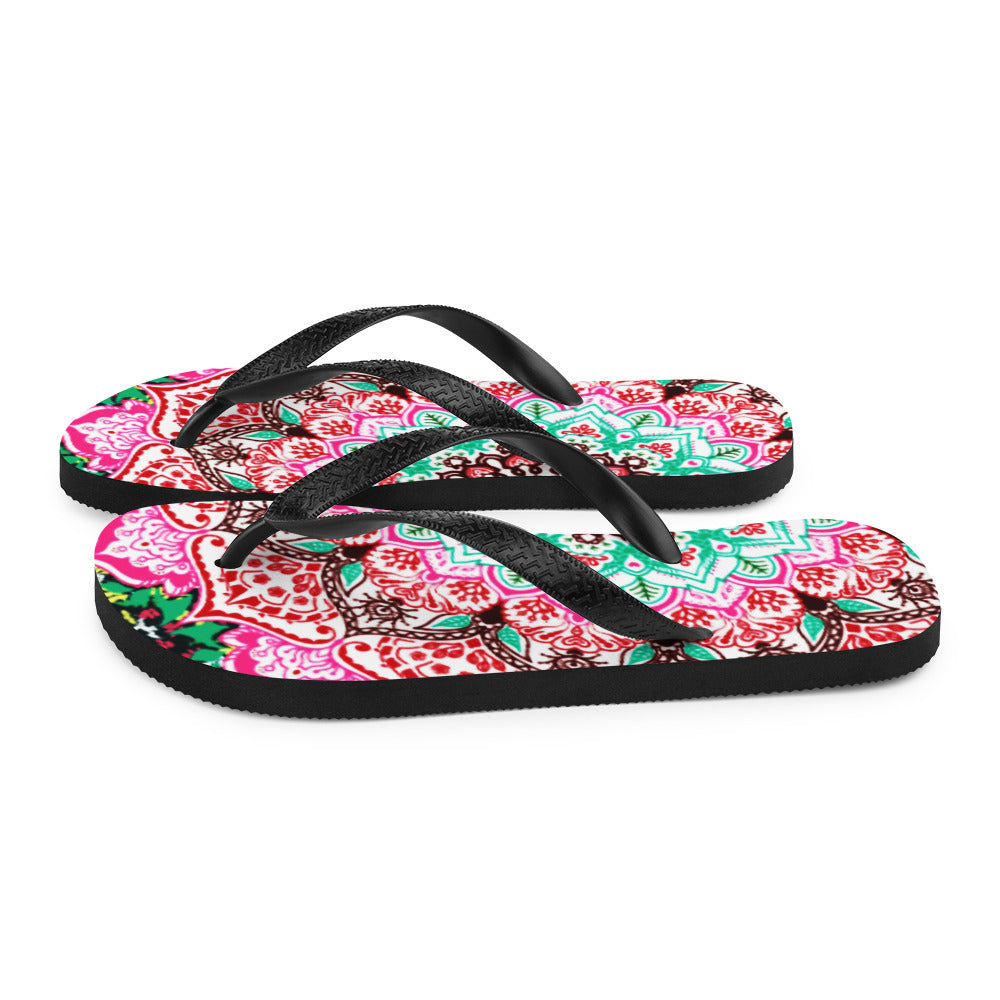 She'va Swim/Beach Slides Mandala Print (green/pink)