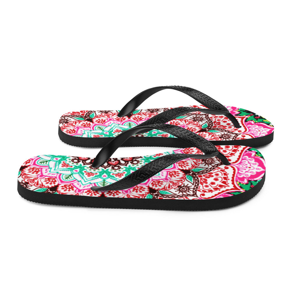 She'va Swim/Beach Slides Mandala Print (green/pink)
