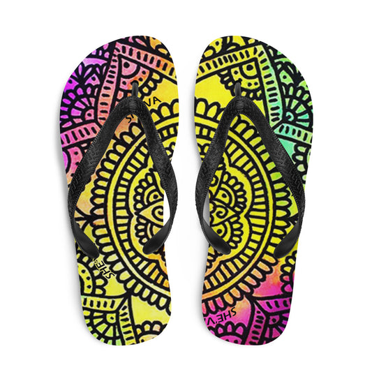 She'va Swim/Beach Slides Mandala Print (rainbow)