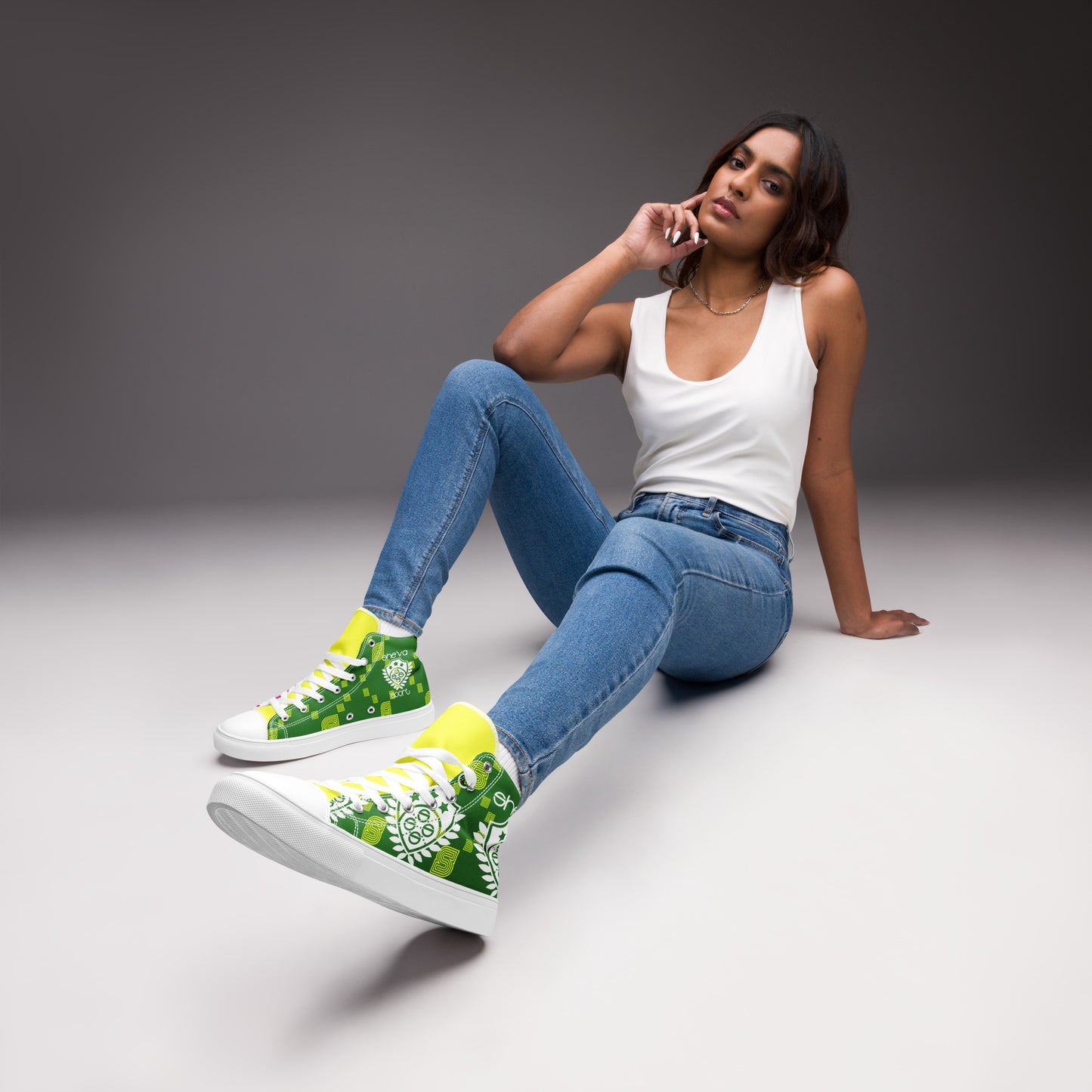Women’s C-Block Crest high top canvas shoes (g/p/y)