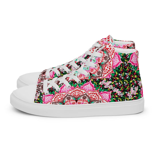 Women’s High Top Mandala Canvas shoes (green/pink)
