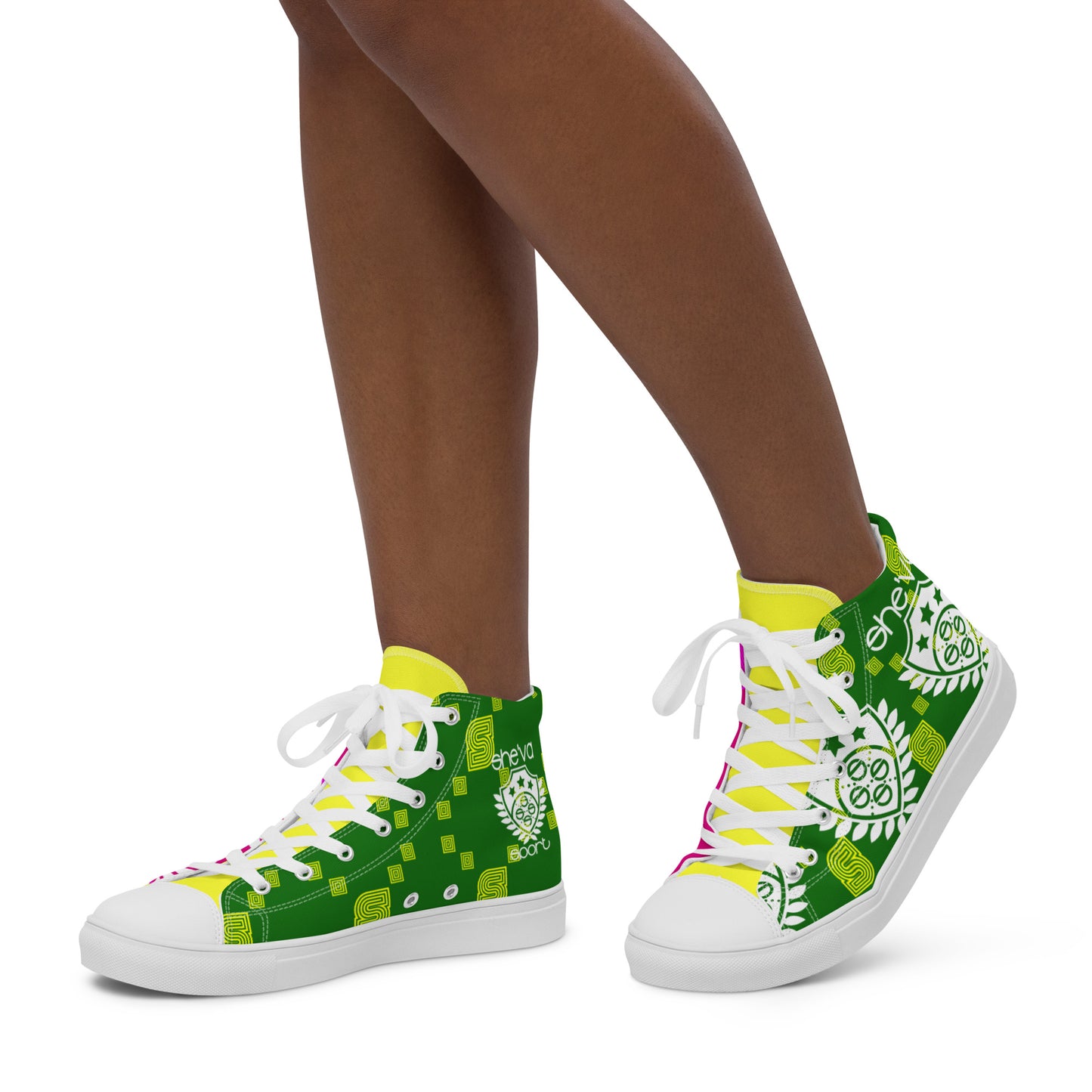 Women’s C-Block Crest high top canvas shoes (g/p/y)
