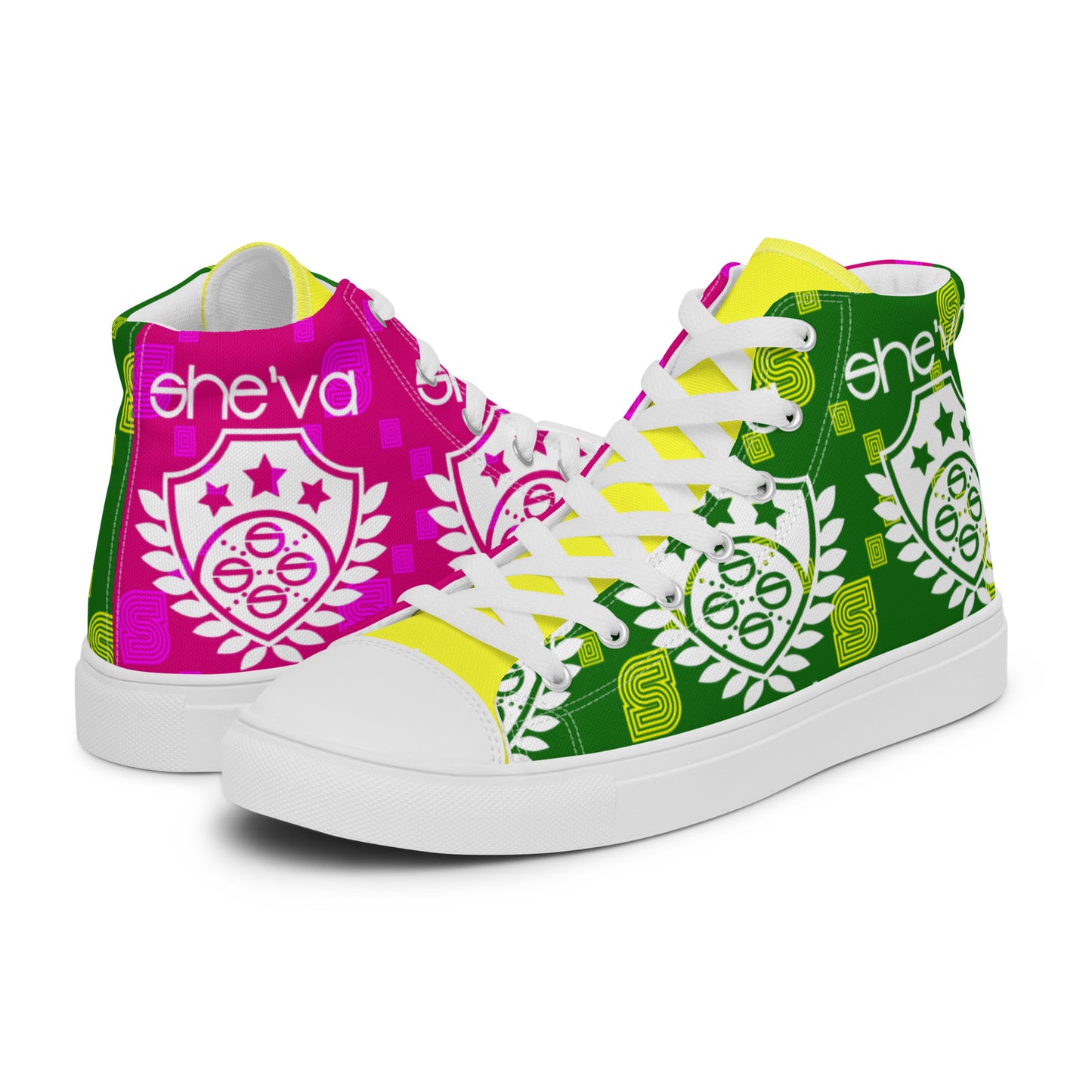 Women’s C-Block Crest high top canvas shoes (g/p/y)