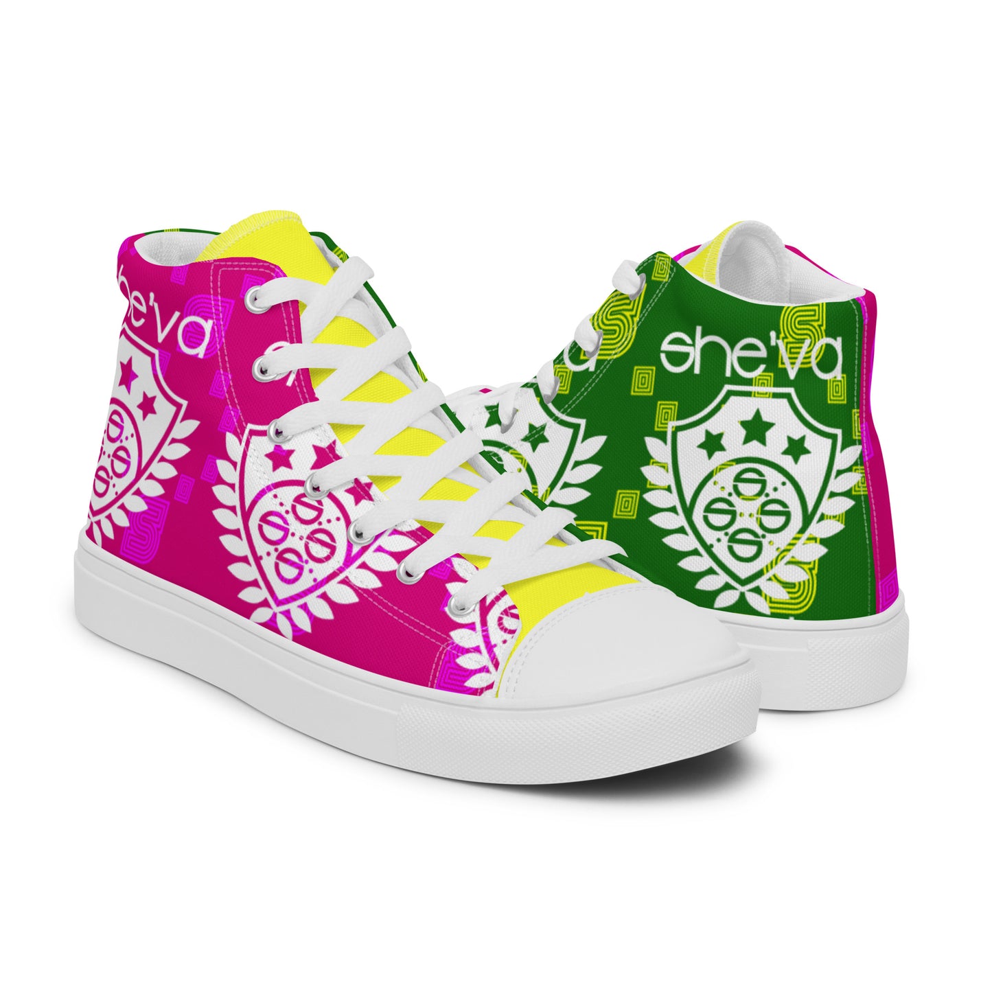 Women’s C-Block Crest high top canvas shoes (g/p/y)